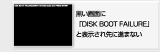 黒い画面にDISK BOOT FAILUREと表示され先に進まない