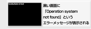 黒い画面にOperation system not foundというエラーメッセージが表示される