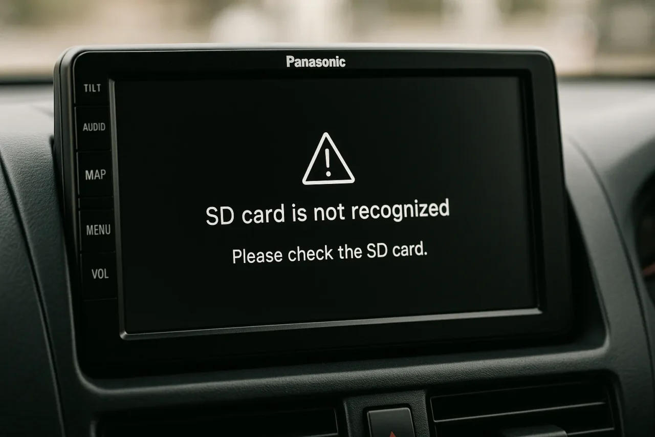 Panasonic CN-RA07D カーナビ マップカードが見つかりません パナソニック製カーナビでSDカードが認識しない原因と対処法