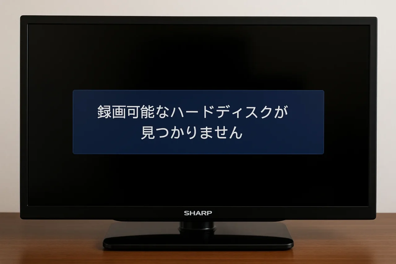 シャープのテレビで「録画可能なハードディスクが見つかりません」と