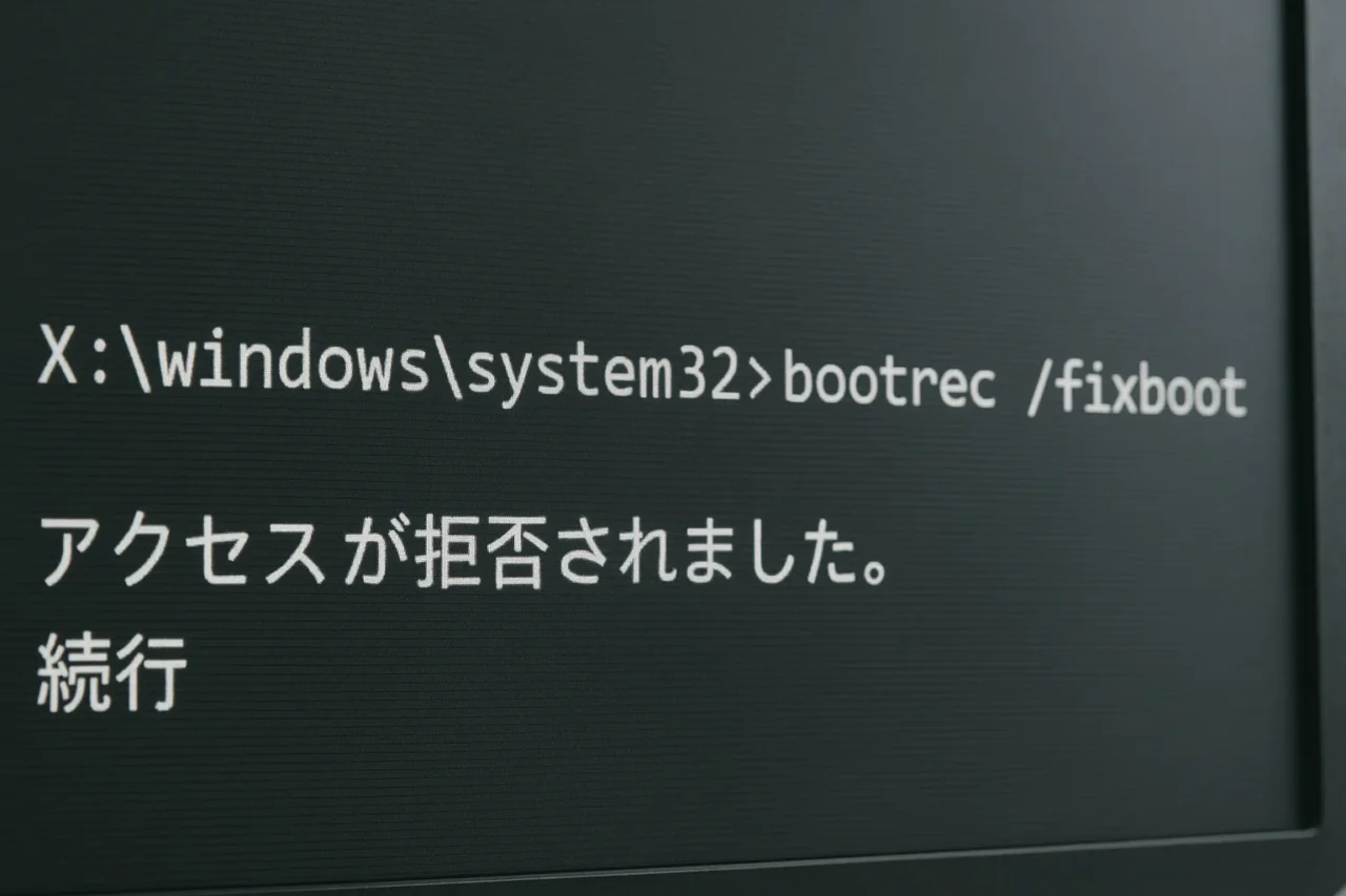 bootrec /fixbootで「アクセスが拒否されました」と表示される
