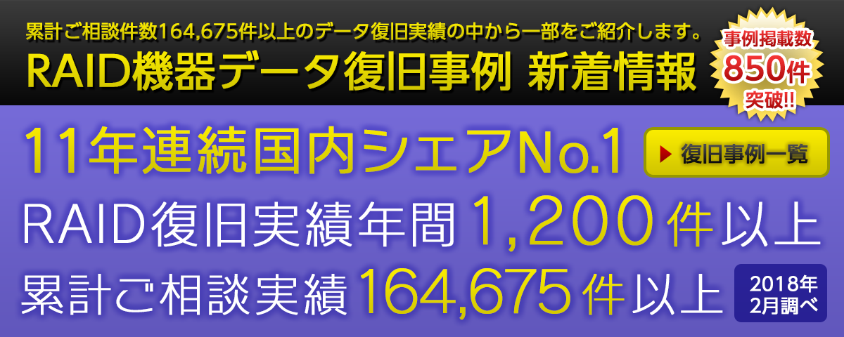 RAID機器データ復旧事例 新着情報