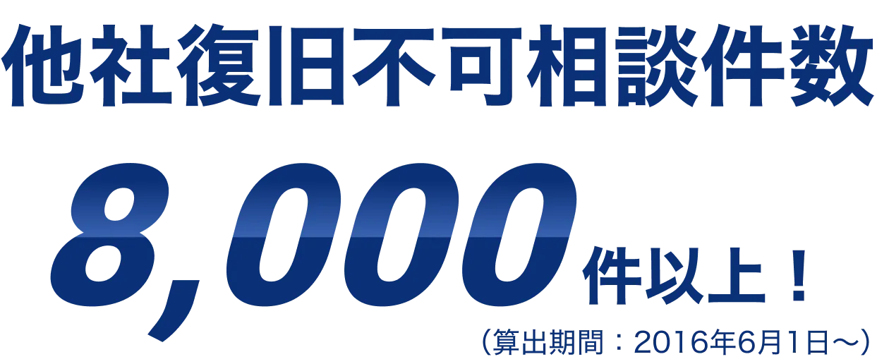 他社復旧不可相談件数8,000件以上