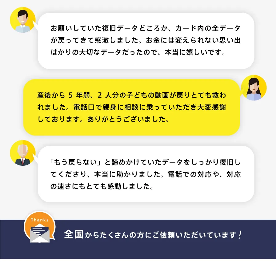 多くのお客様から感謝の声をいただきました