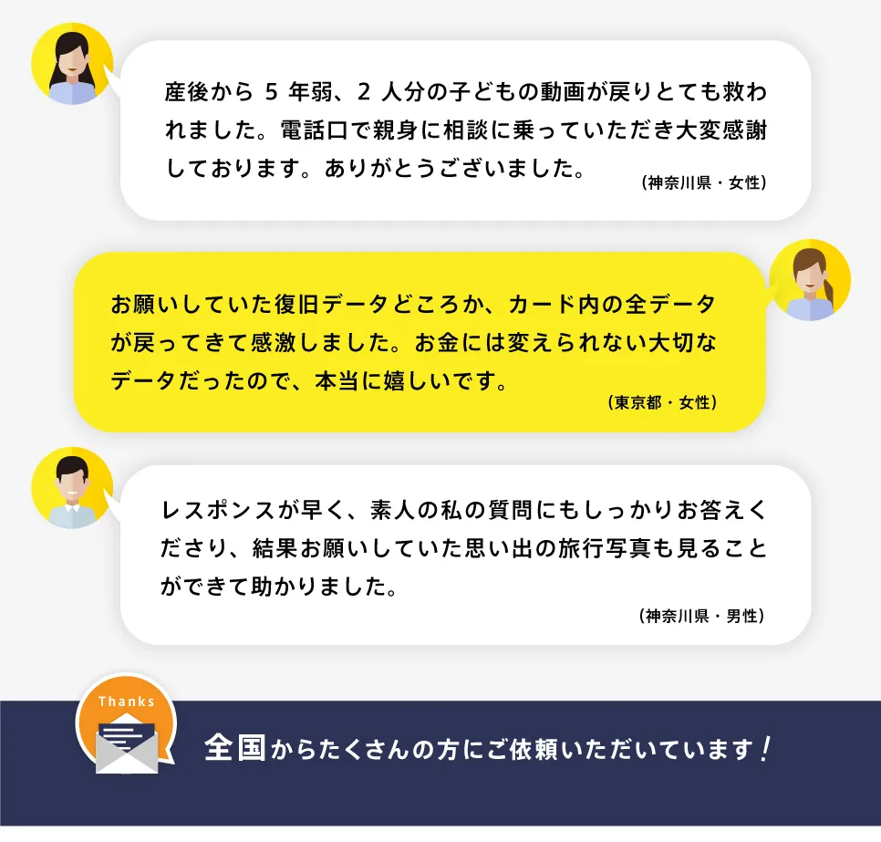 多くのお客様から感謝の声をいただきました