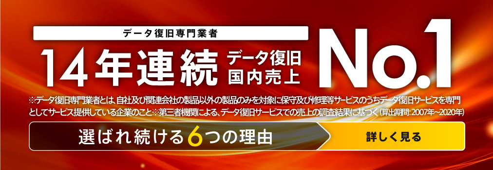 選ばれ続けて14年連続データ復旧国内売上No.1